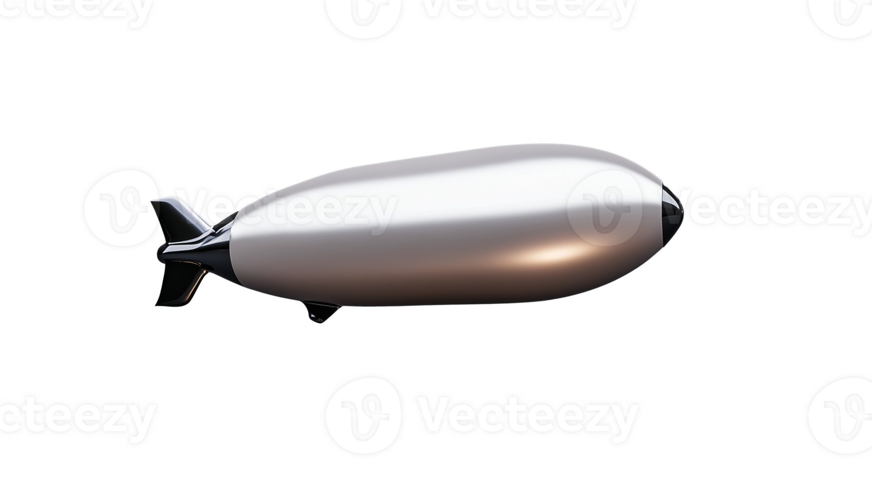 Sleek metallic airship on transparent background for creative design uses png