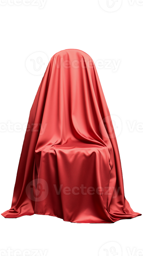 Red Draped Fabric Covering a Chair with Transparent Background png