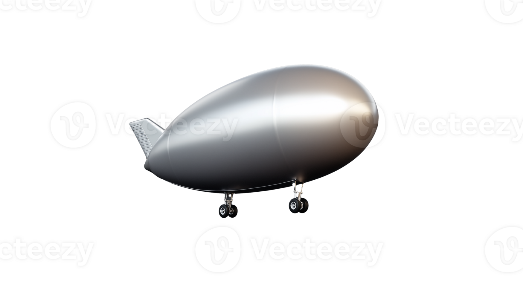 Silver Airship with Sleek Design on Transparent Background png