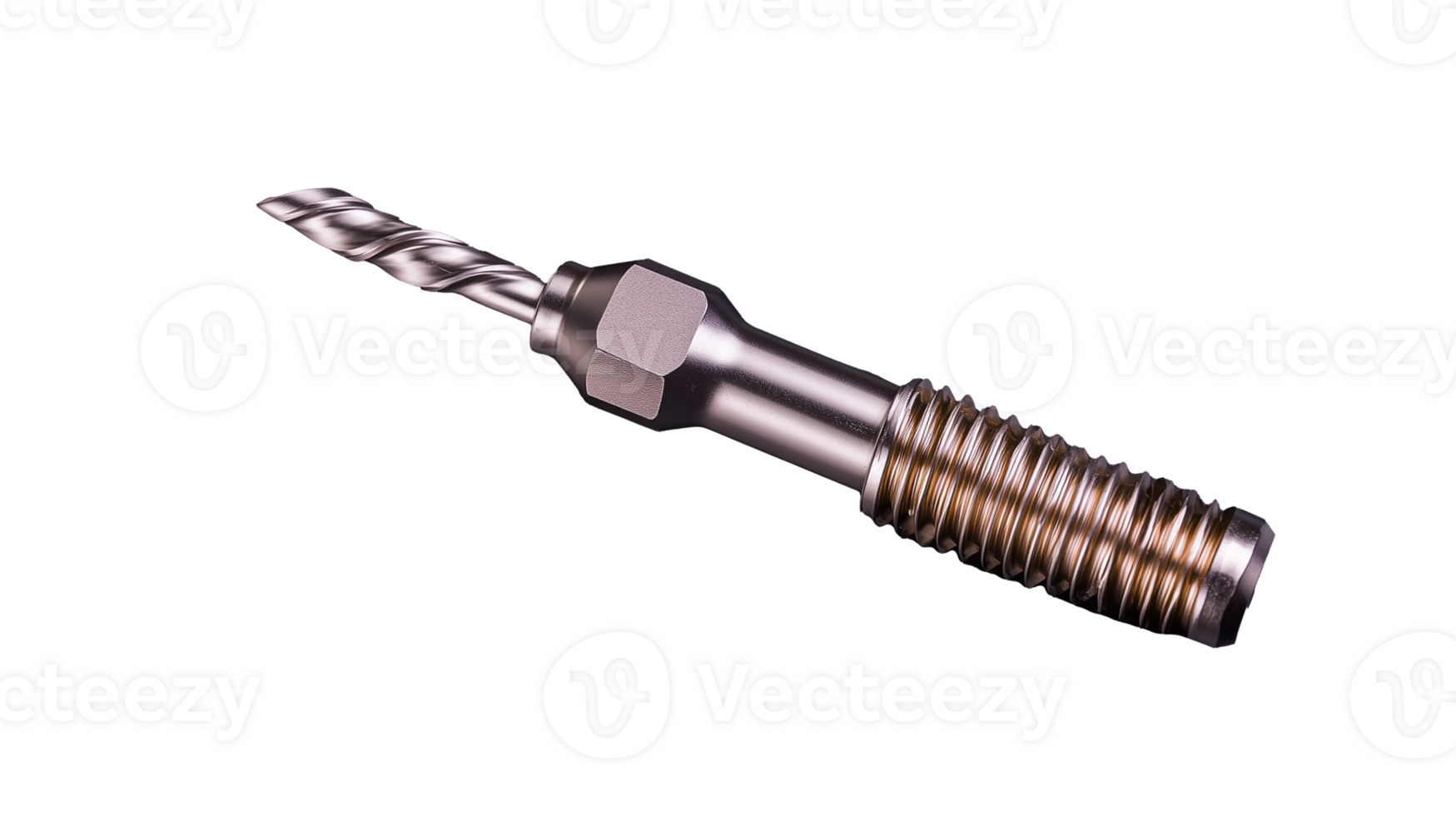 Precision drill bit with metal handle on transparent background png