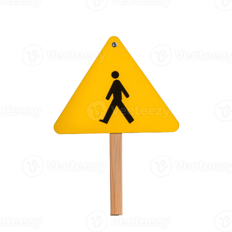 Caution pedestrian sign illustration with transparent background for visual clarity png