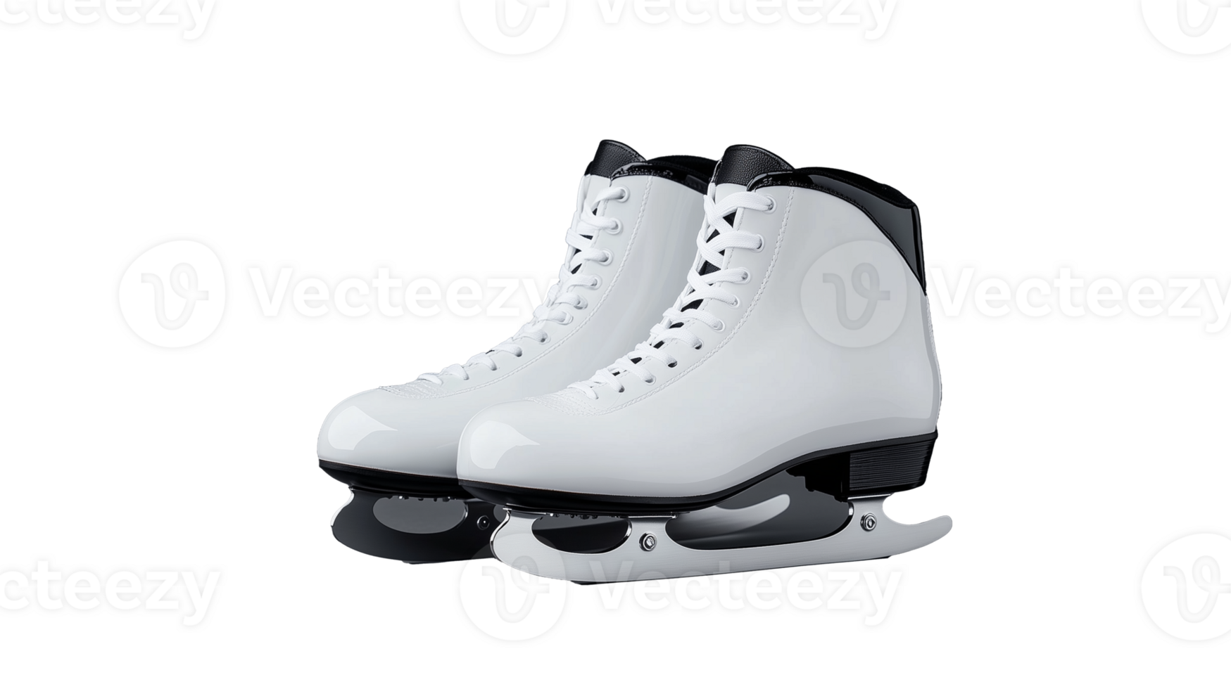 White Ice Skates with Black Accents on Transparent Background png