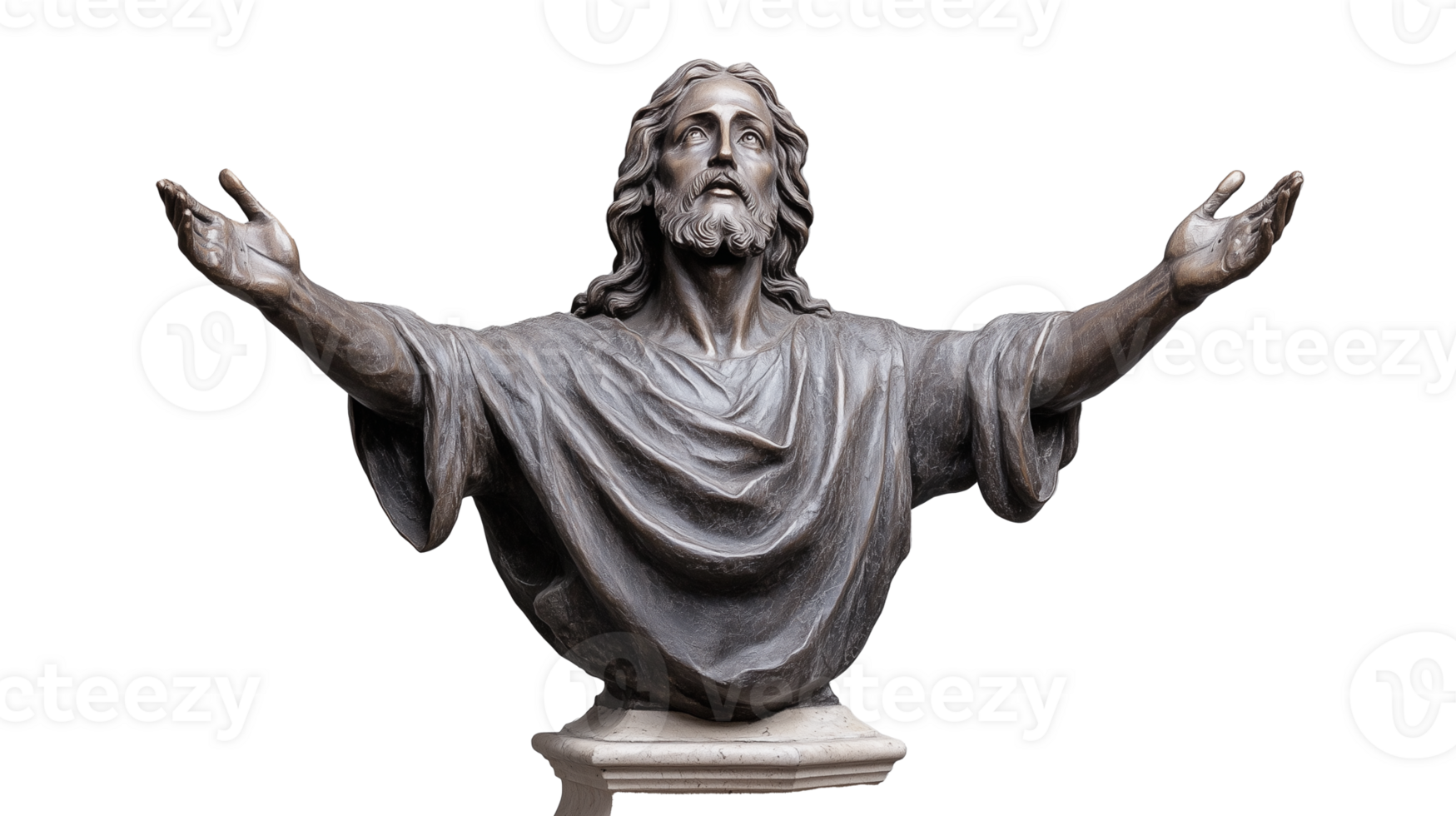 Jesus Statue with Outstretched Arms on Transparent Background png