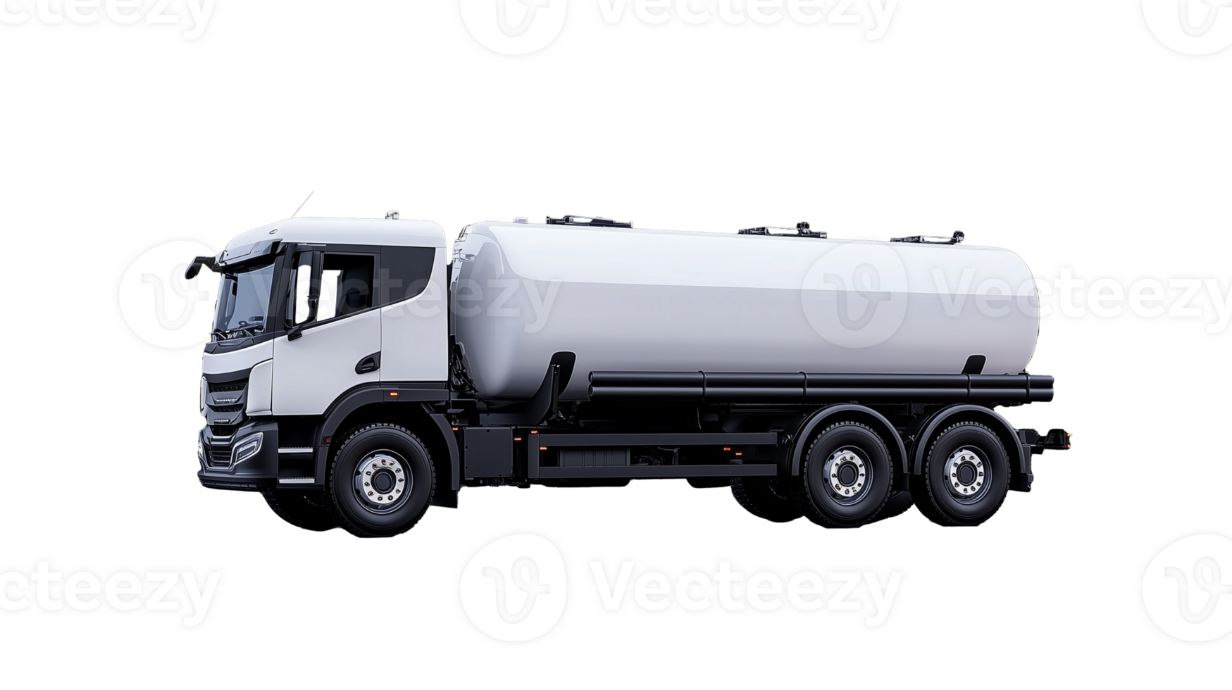 White Tanker Truck Side View on Transparent Background png