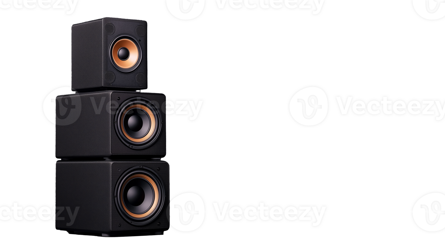 Black speaker system stacked on transparent background for audio enthusiasts png