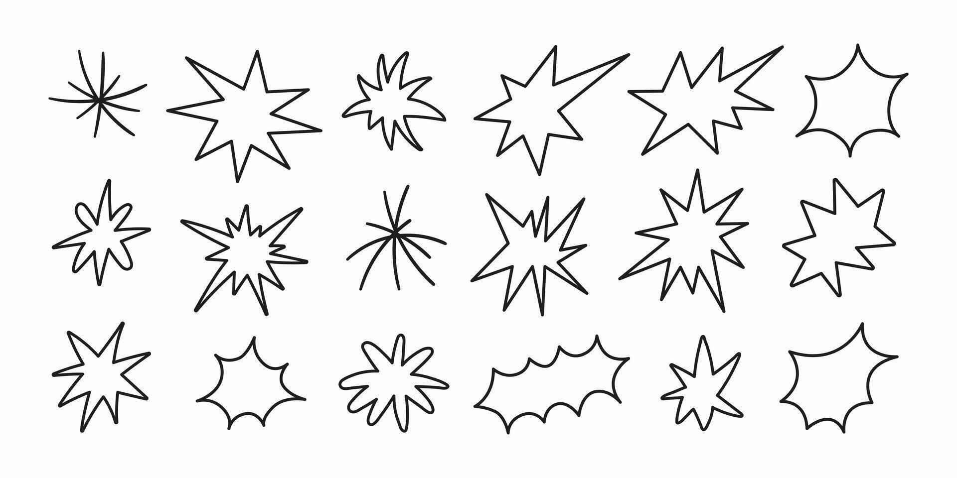 Set of linear stickers, scribbles and doodles isolated on a white background. Minimal hand drawn illustration vector