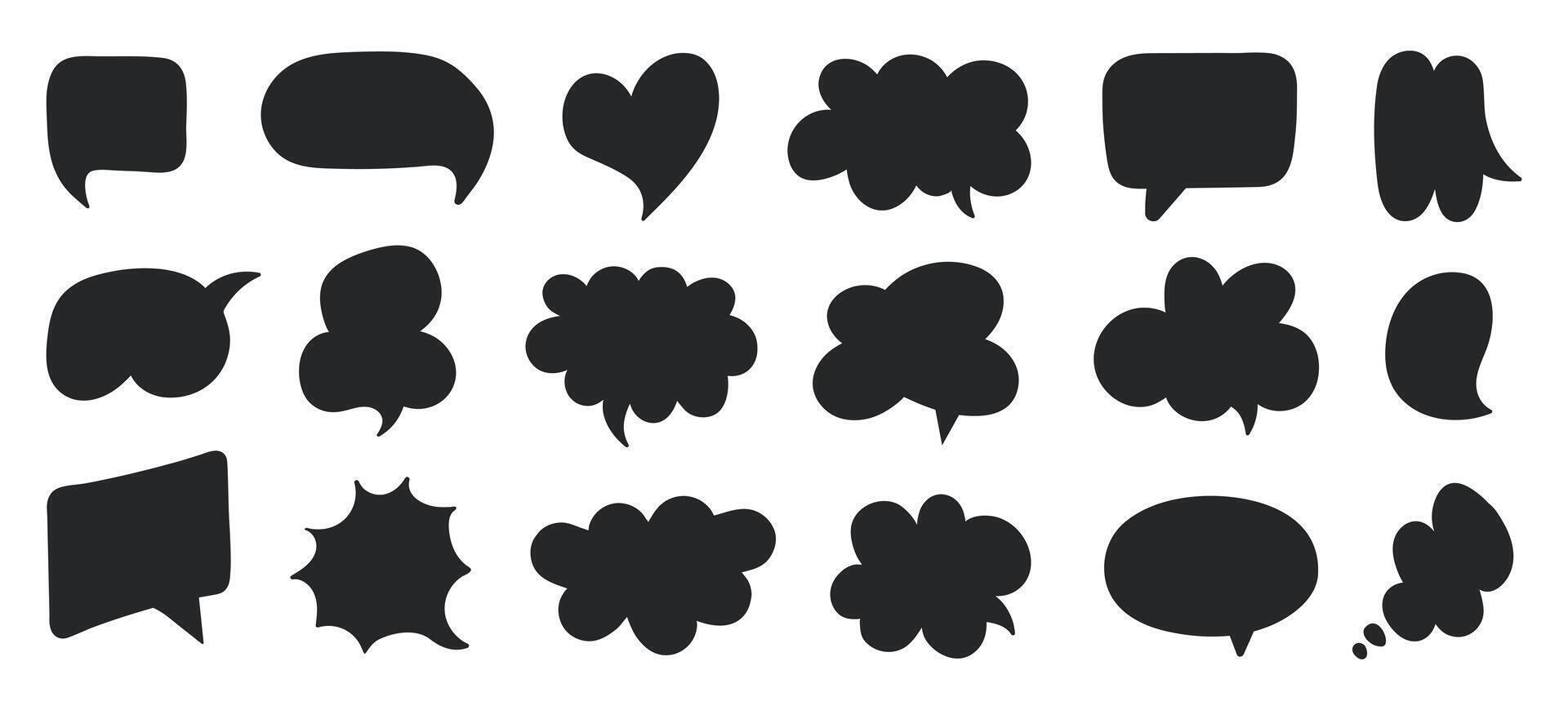 Set of black speech bubbles. Cartoon balloon word design vector