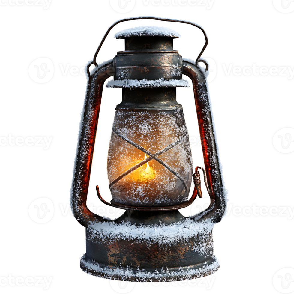 An old lantern with a lit candle on top png