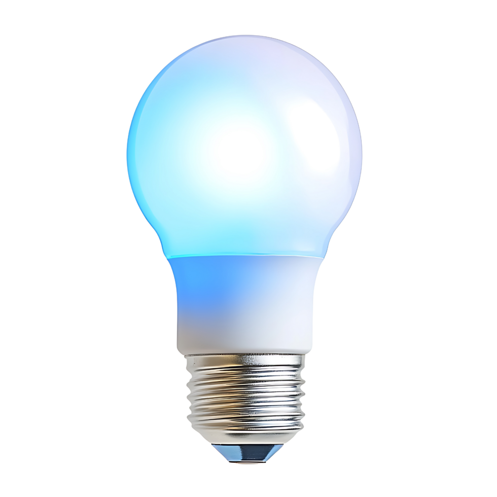 A light bulb with blue and white light png