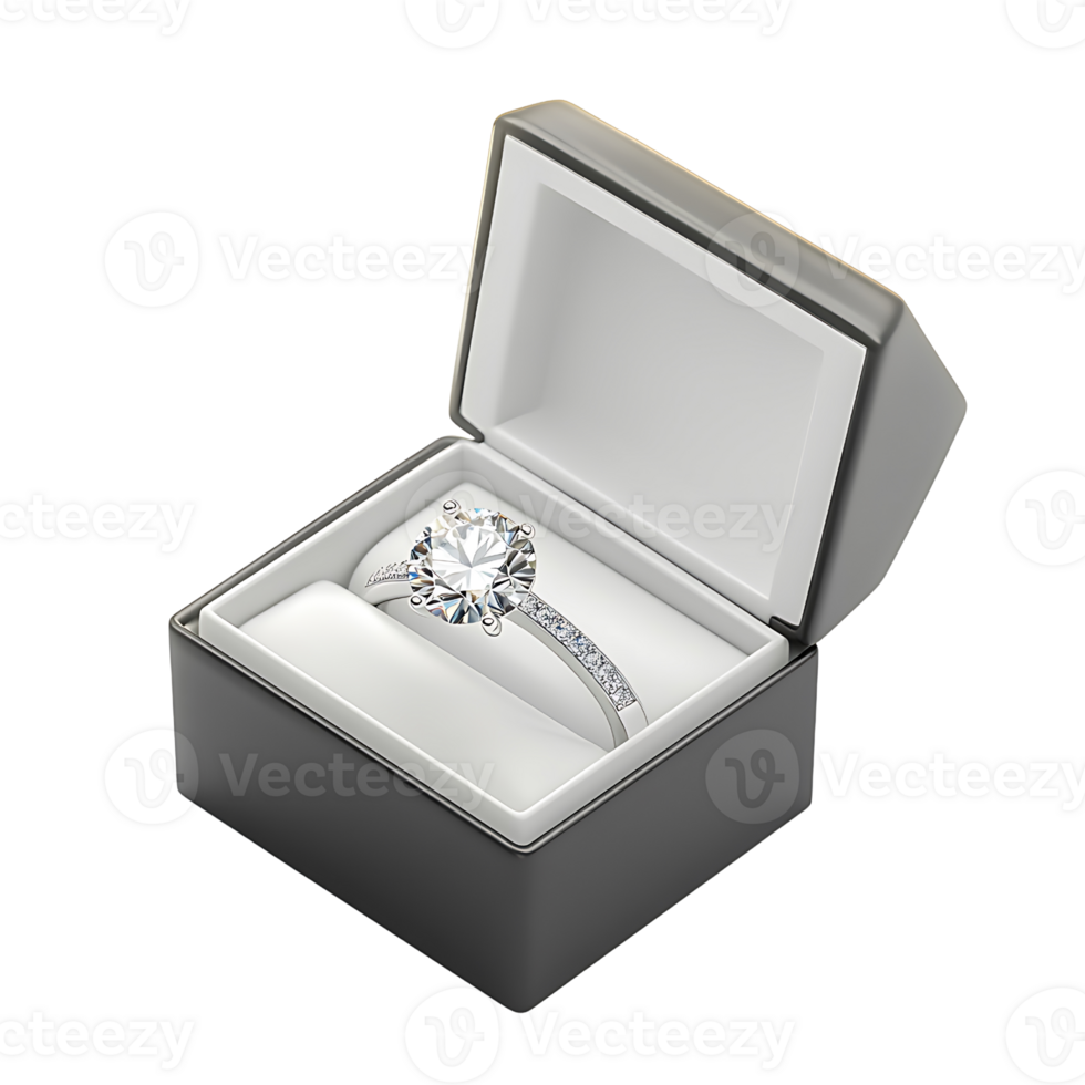 A diamond ring in a black box png