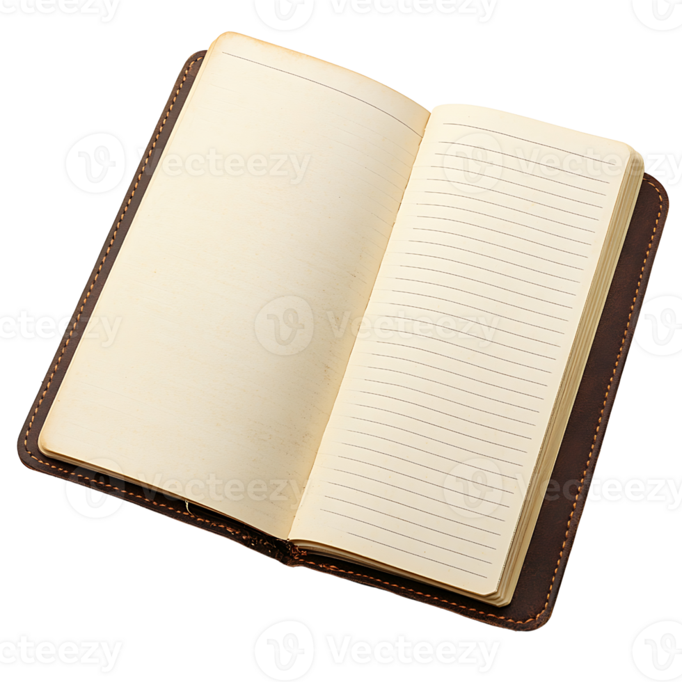A notebook with lined pages and a blank page png