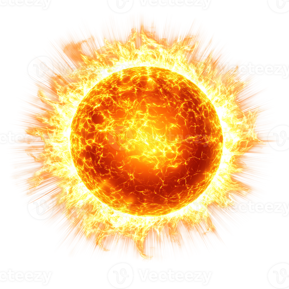 The sun is shown in a fiery explosion png