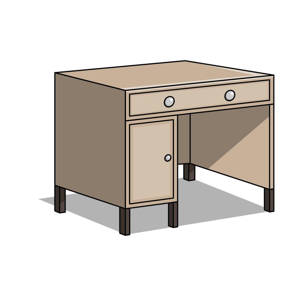 Neutrals Bedroom Desk Illustration vector