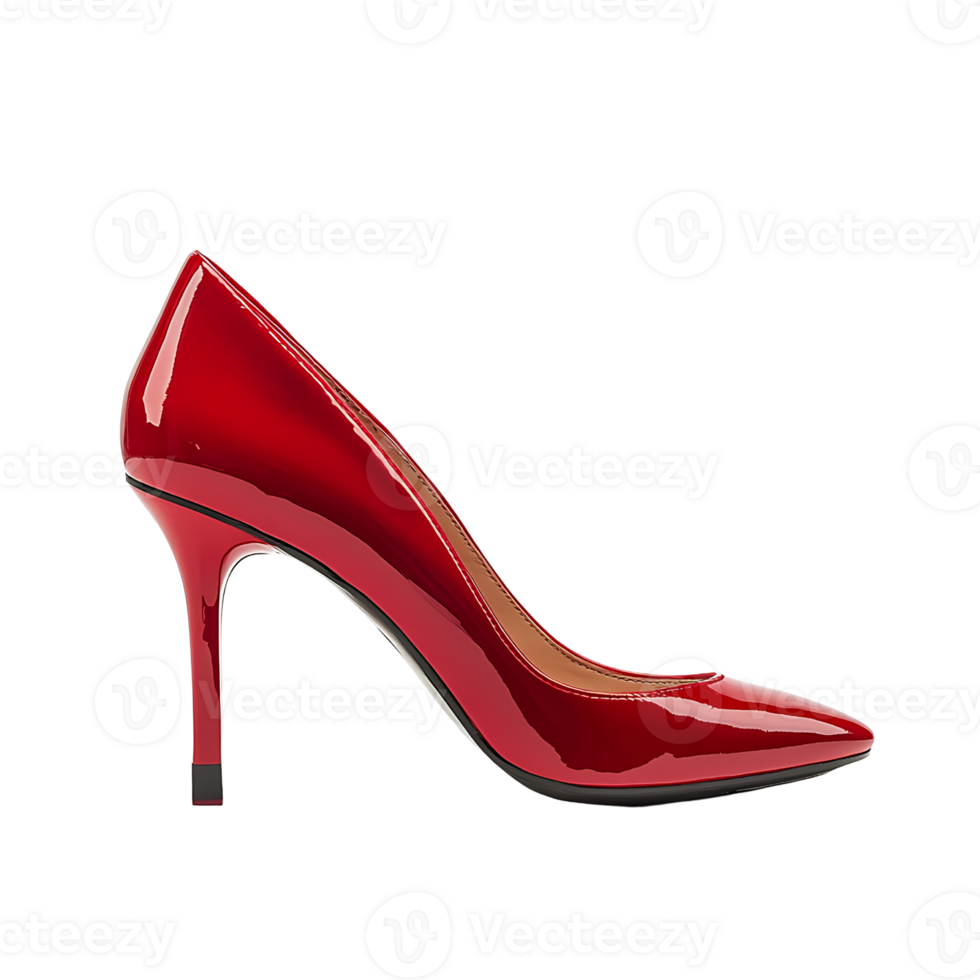 A red high heel shoe with a pointed toe png