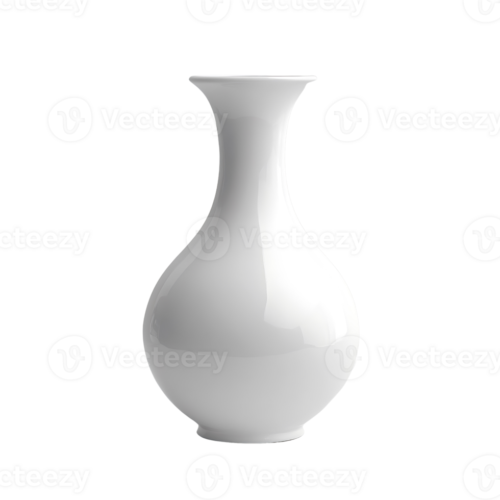 A white vase is shown against on transparent background png