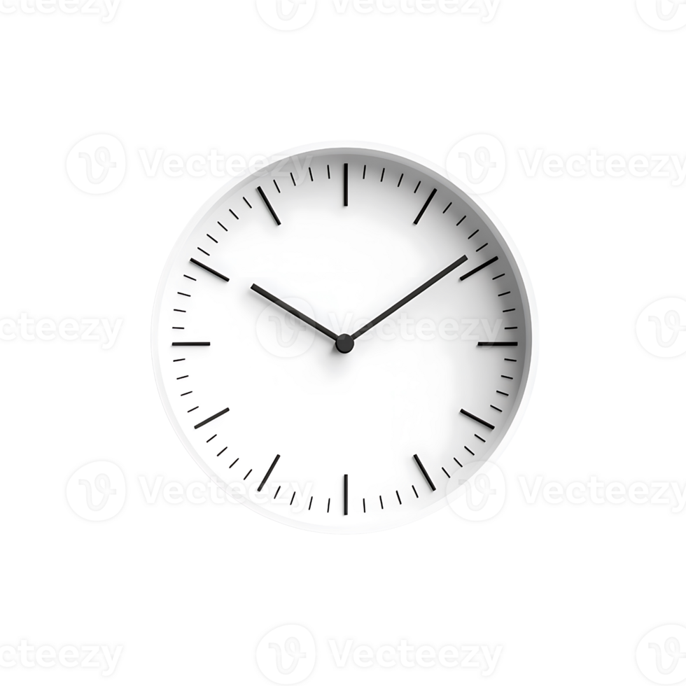 A white clock is shown against on transparent background png
