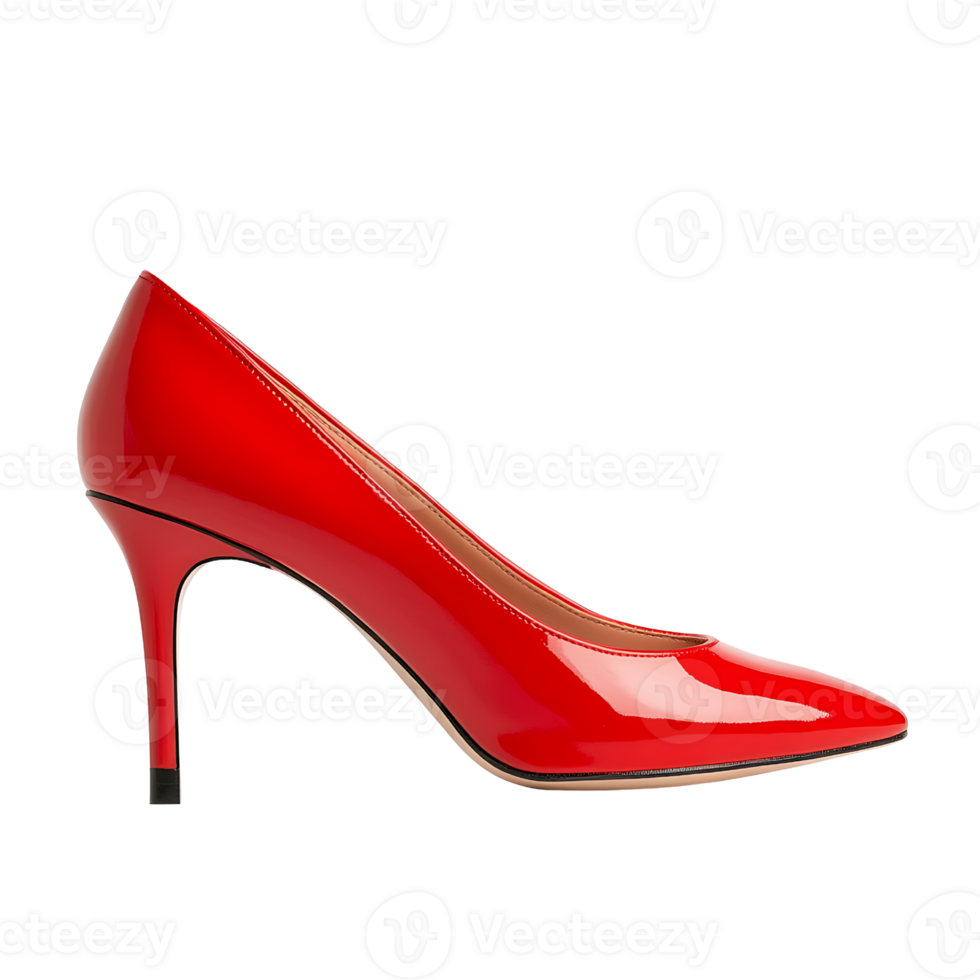 A red high heeled shoe with a pointed toe png