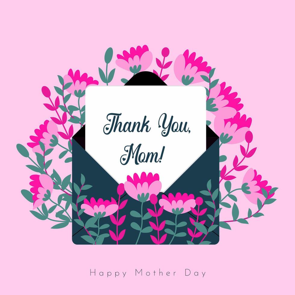 Happy Mother s Day Template with Floral Design for Greeting Cards and Social Media Posts vector