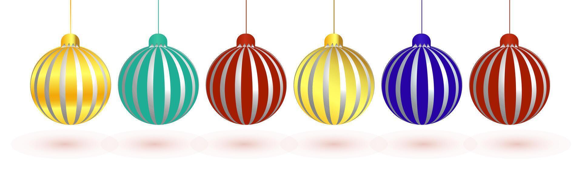 Christmas balls for cards and banner design illustrations of different color vector