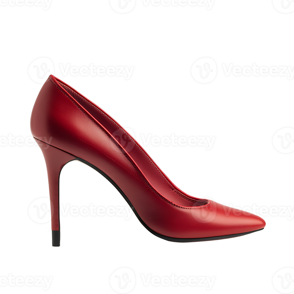 A red high heel shoe with a pointed toe png