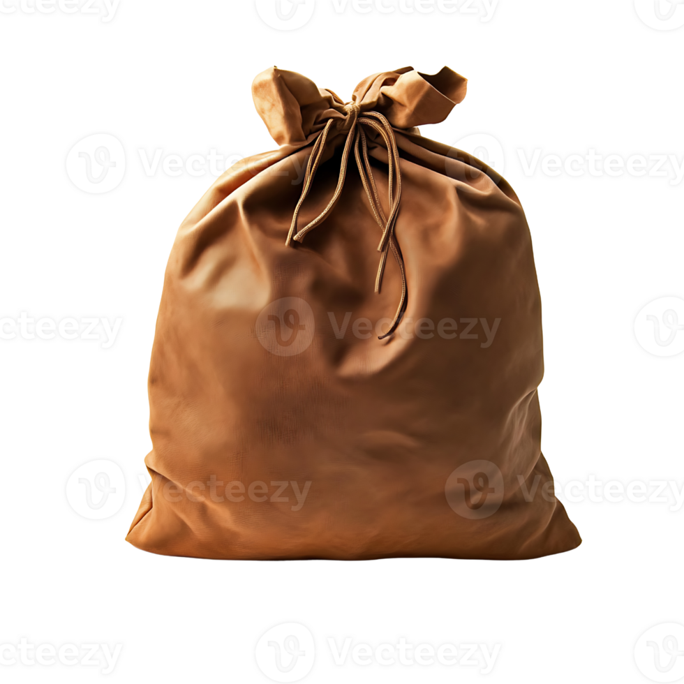 A brown bag with a bow tied to it png