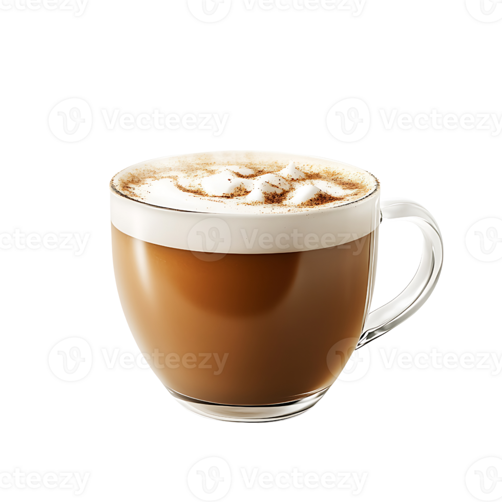 A cappuccino is shown in a glass cup png