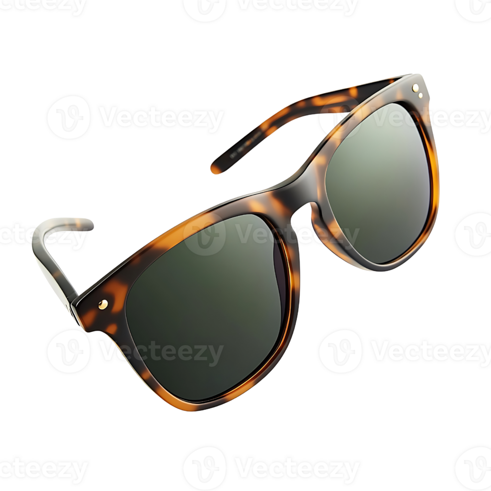 Sunglasses with tortoise frames and green lenses png