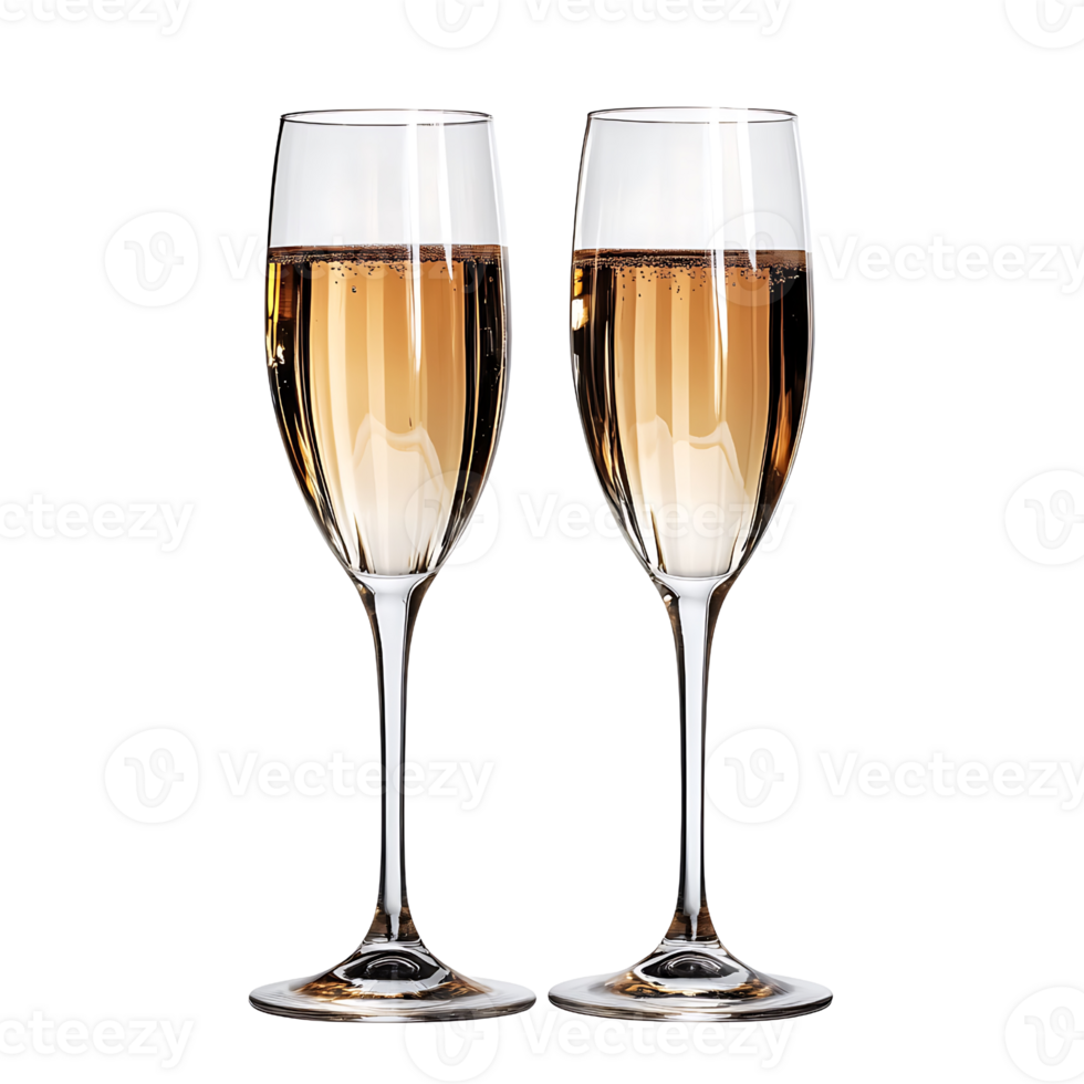 Two champagne glasses with a white liquid in them png