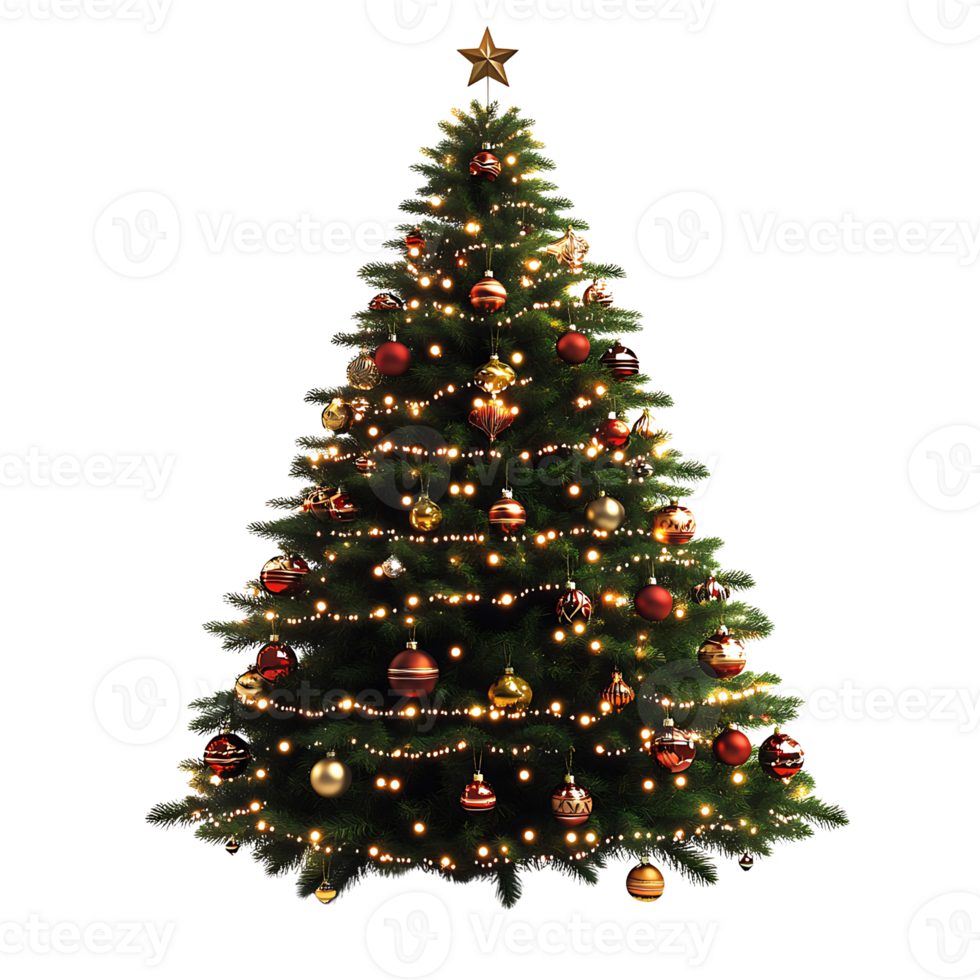 A christmas tree with ornaments on it png