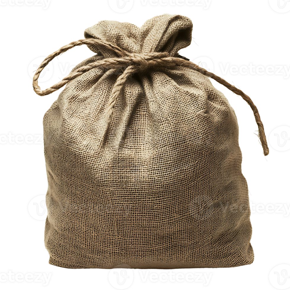 A sack of jute is tied with a rope png