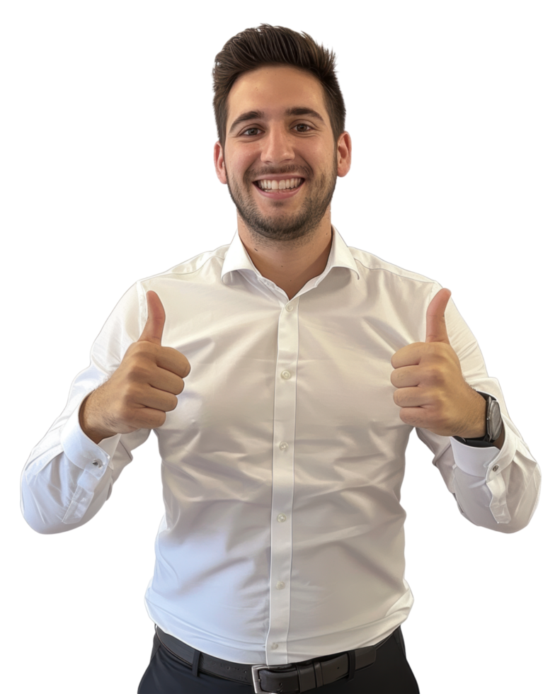 Happy Man Giving Two Thumbs Up isolated on transparent background png
