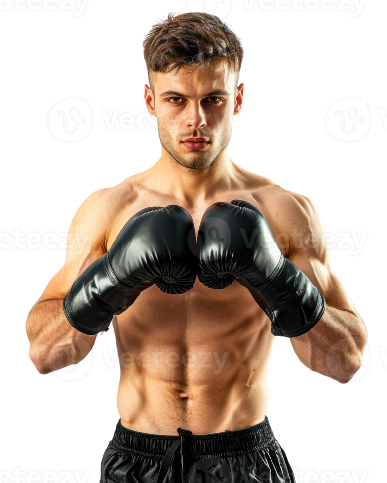 Confident Boxer Ready to Fight isolated on transparent background png