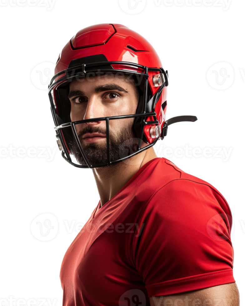 football player in helmet isolated on transparent background png