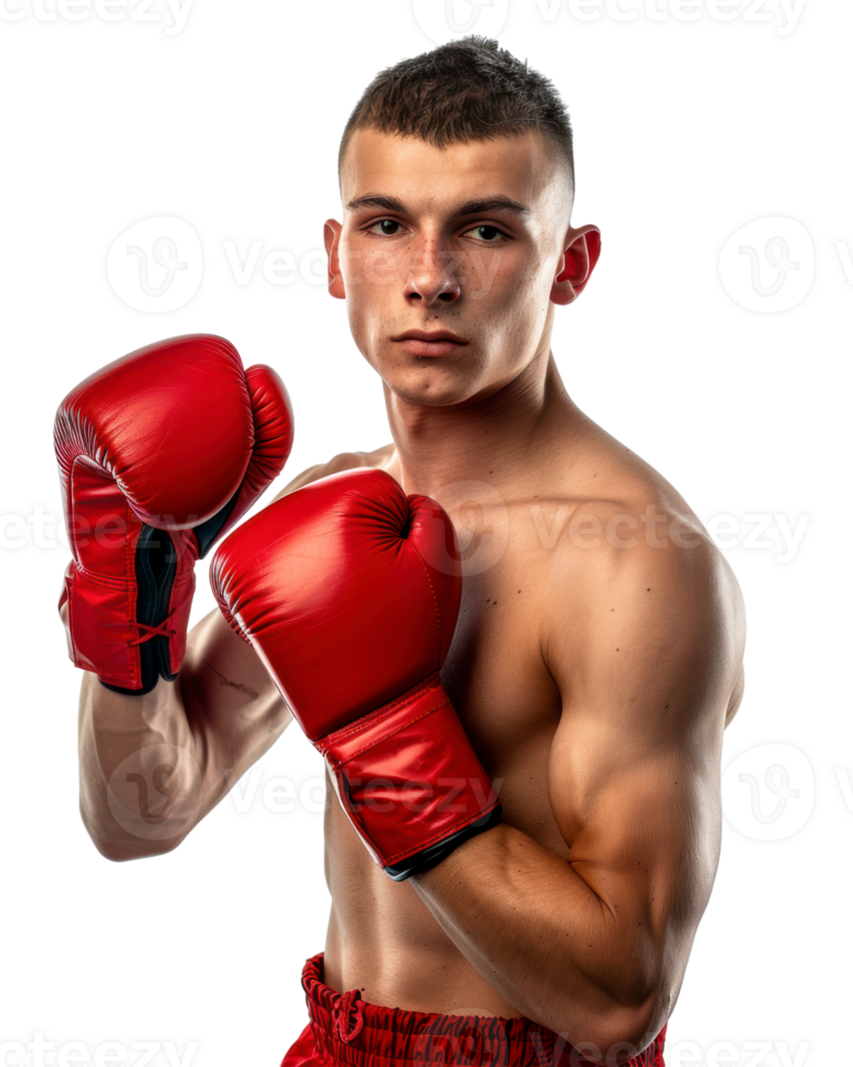Powerful Boxer Ready for a Fight isolated on transparent background png