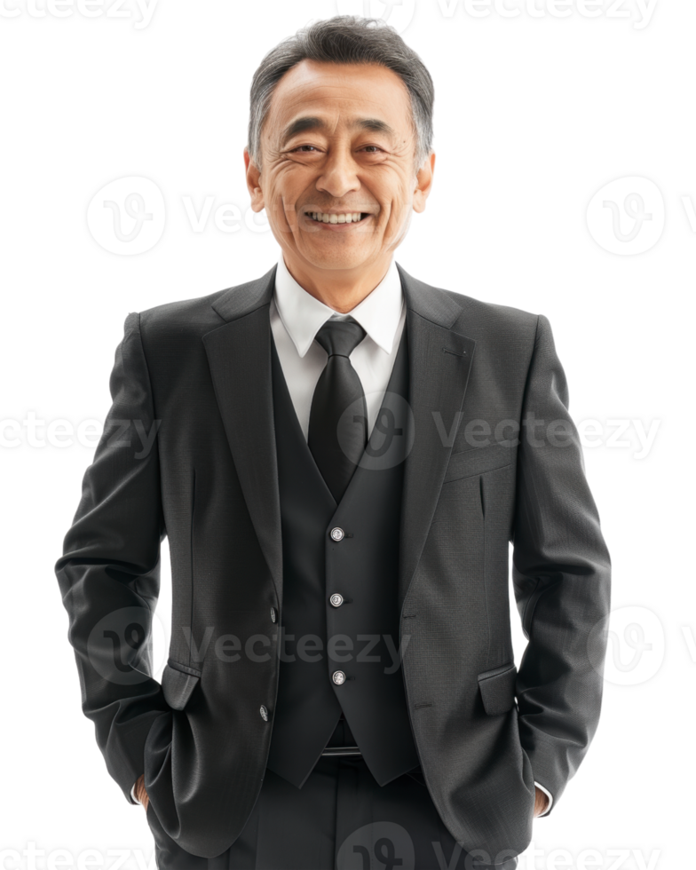 Smiling business man in a suit with a vest Isolated on transparent background png