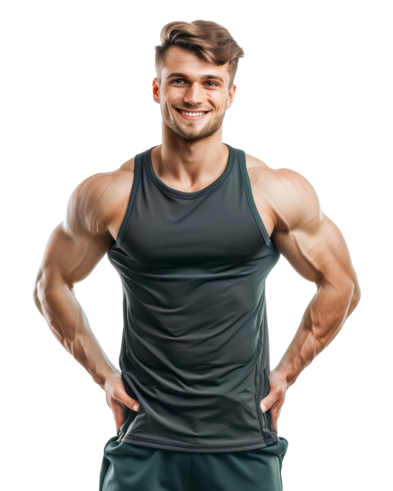 Confident and Muscular Man in a Tank Top isolated on transparent background png