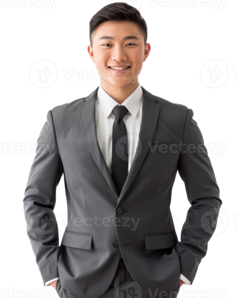 Businessman in a dark gray suit isolated on transparent background png