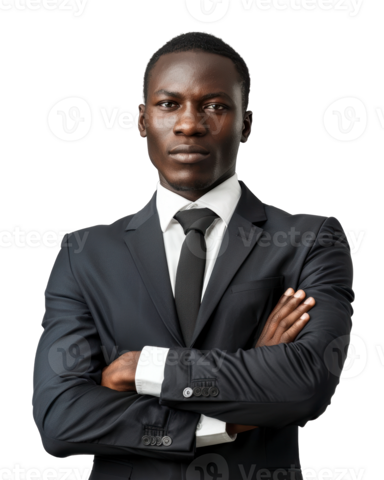 Business man in a dark suit isolated on transparent background png