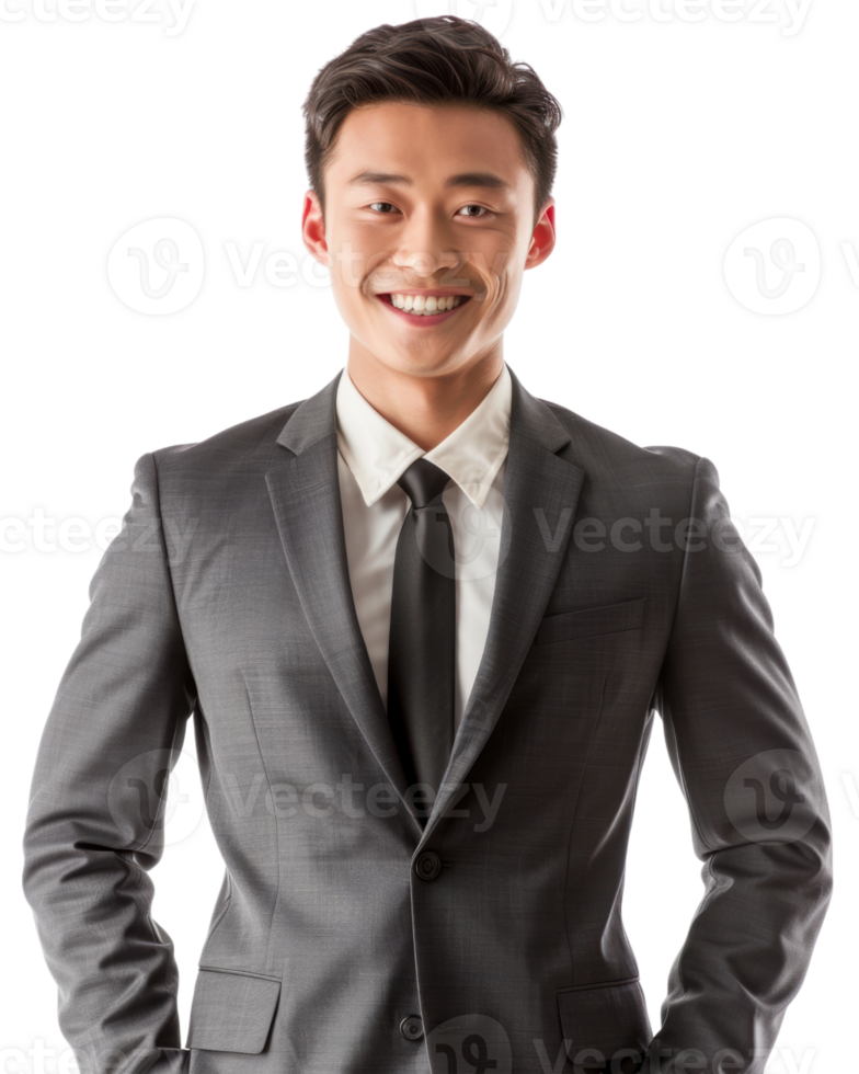 Confident man in a gray suit isolated on transparent background png