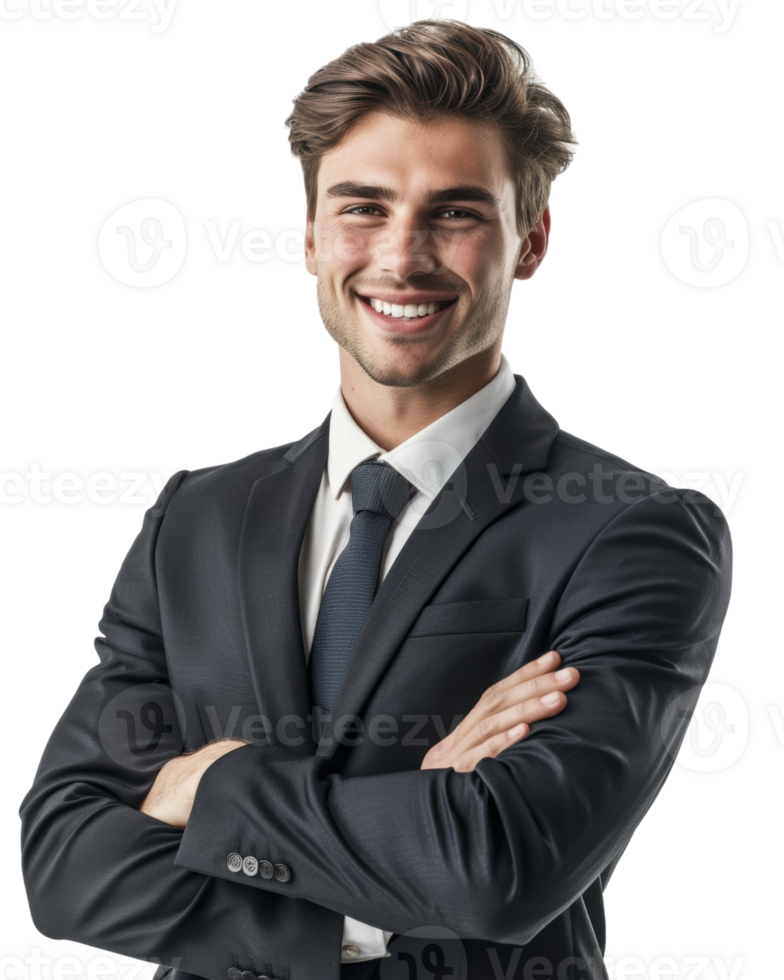 Smiling man in a suit isolated on transparent background png