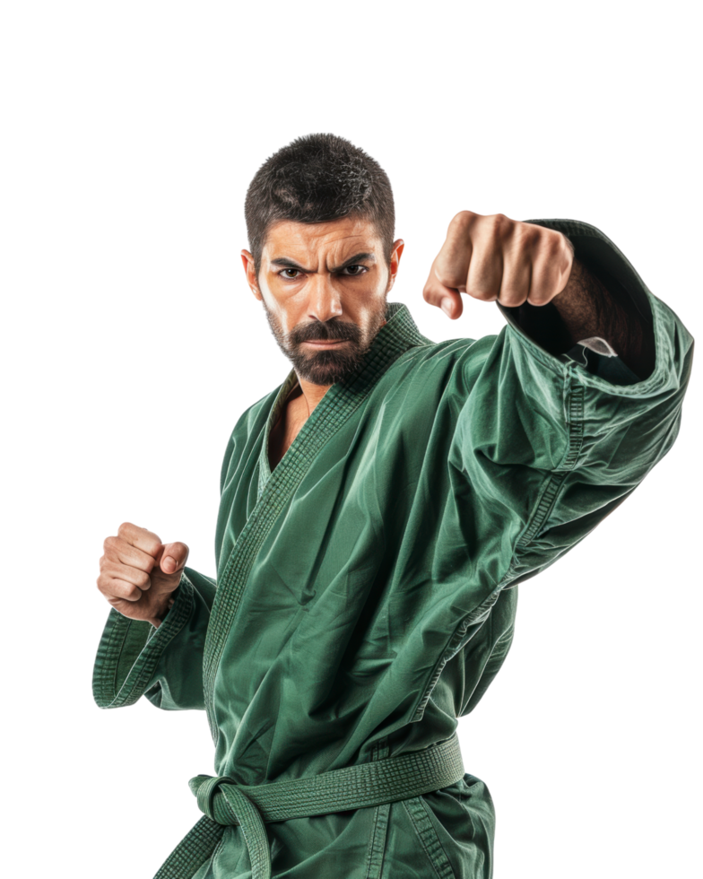 Focused Karate Fighter isolated on transparent background png