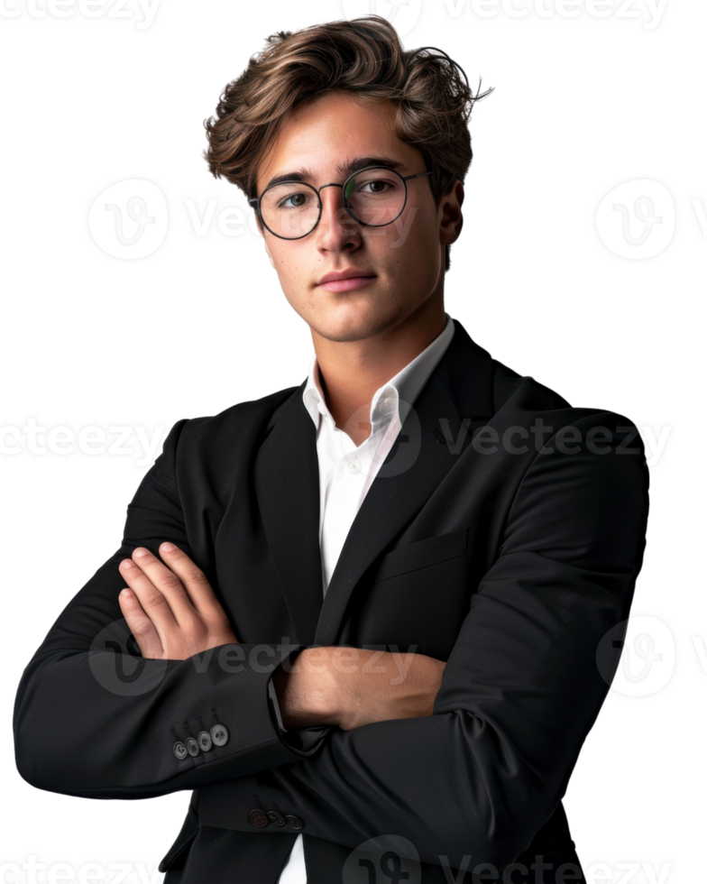Handsome young man in a suit with sunglasses isolated on transparent background png