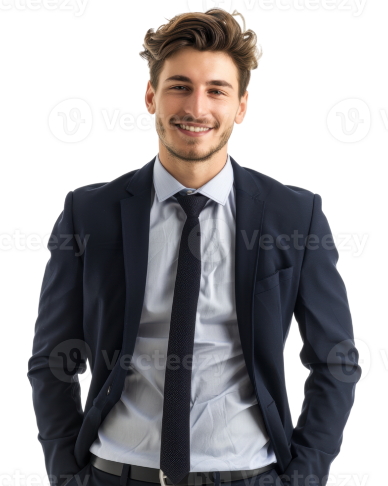 Businessman in a navy suit isolated on transparent background png