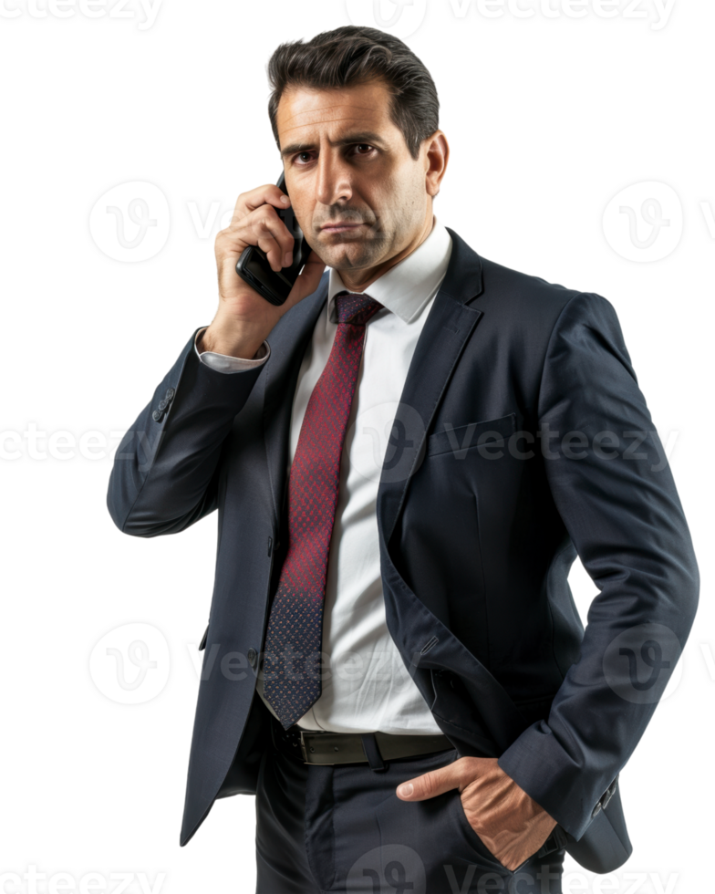Businessman talking on the phone isolated on a transparent background png