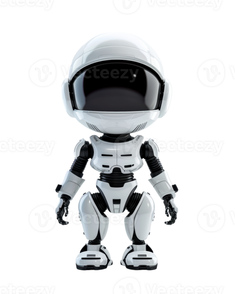 Futuristic robot character w isolated on transparent background png