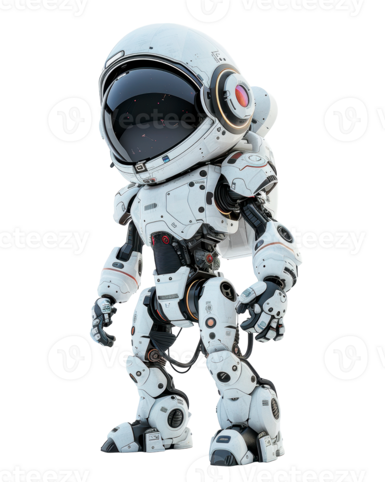 Futuristic Robot Astronaut in White Suit isolated on transparent background png