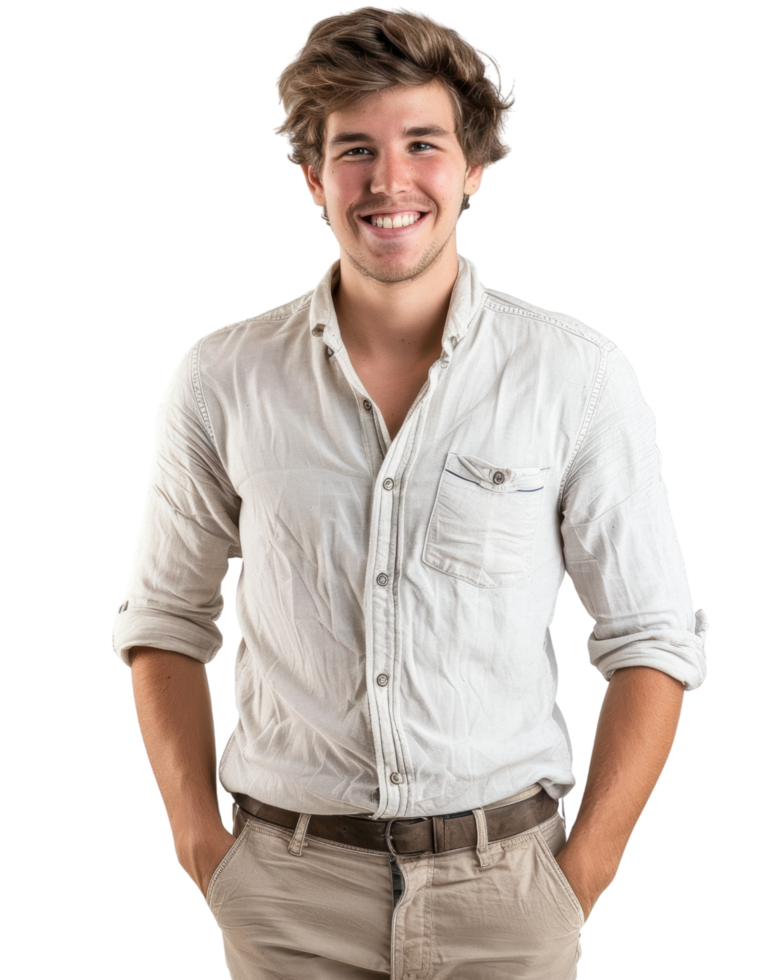 Casual Man in Light Shirt Isolated on Transparent Background png