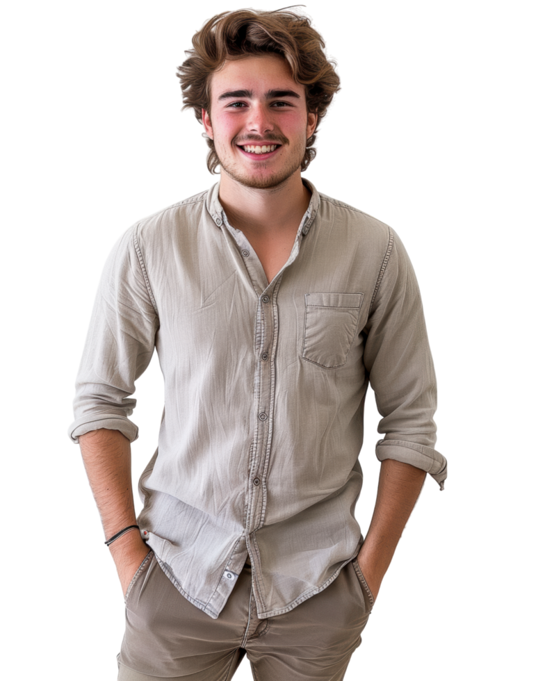 Smiling Man in White Shirt Isolated on Transparent Background png