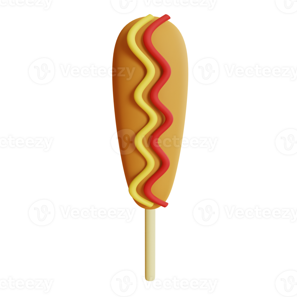 3D Corndog Design with Crispy Coating and Delicious Filling png