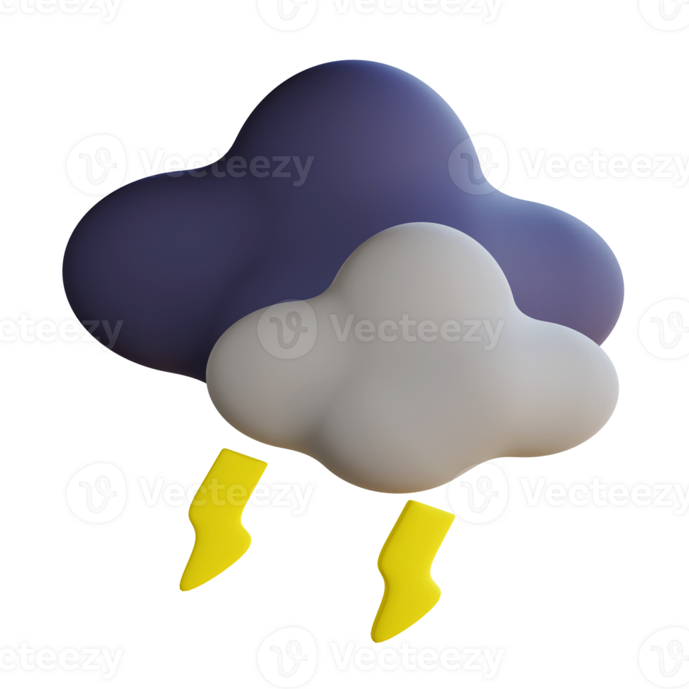 3D Thunderstorm with Realistic Lightning and Dynamic Cloud Effects png